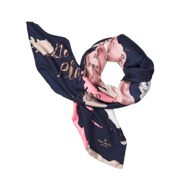 kate spade Accessories - Kate Spade Navy Going Places Silk Scarf Paris